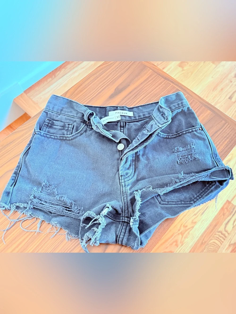 PacSun Black Distressed Denim Shorts